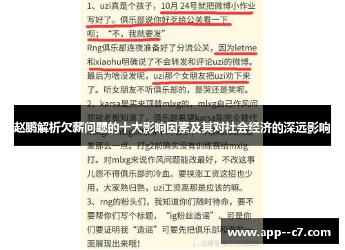 赵鹏解析欠薪问题的十大影响因素及其对社会经济的深远影响