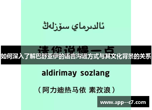 如何深入了解巴舒亚伊的语言沟通方式与其文化背景的关系 如何深入了解巴舒亚伊的语言沟通方式与其文化背景的关系